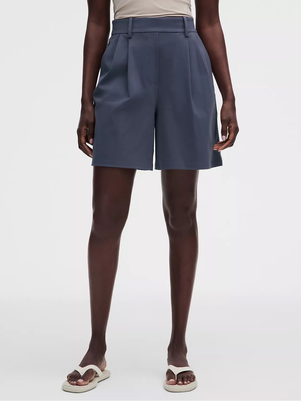 Tailored Navy High-Rise Pleated Womens Shorts from Lululemon (Daydrift Pleated)